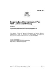 2005 No 144  New South Wales Kogarah Local Environmental Plan[removed]Amendment No 22)