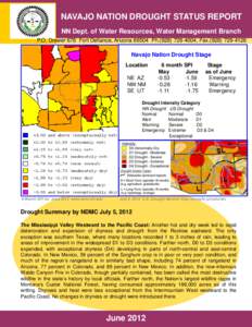 NAVAJO NATION DROUGHT STATUS REPORT NN Dept. of Water Resources, Water Management Branch P.O. Drawer 678 Fort Defiance, ArizonaPh, FaxNavajo Nation Drought Stage Location