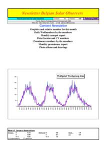 Newsletter Belgian Solar Observers Results and news for solar observers Volume 14 Number Franky Dubois Poelkapellestraat 39 langemark 8920