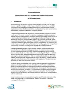 European network of legal experts in the non-discrimination field  Executive Summary Country Report Italy 2010 on measures to combat discrimination by Alessandro Simoni 1.