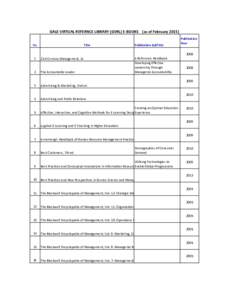 GALE VIRTUAL REFERNCE LIBRARY (GVRL) E-BOOKS (as of FebruaryNo. Title  Publication SubTitle