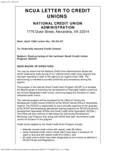 Letter to CUs - 99-CU-07  NCUA LETTER TO CREDIT UNIONS NATIONAL CREDIT UNION ADMINISTRATION