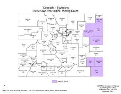 Colorado - Soybeans 2010 Crop Year Initial Planting Dates JACKSON 057  MOFFAT