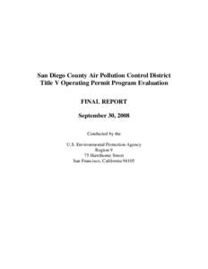 San Diego County Air Pollution Control District Title V Operating Permit Program Evaluation