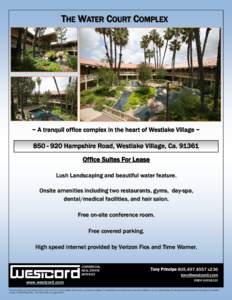 THE WATER COURT COMPLEX  ~ A tranquil office complex in the heart of Westlake Village ~ [removed]Hampshire Road, Westlake Village, Ca[removed]Office Suites For Lease