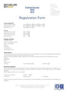 ASCE Training Course Booking Form