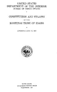 Constitution and Bylaws of the Kootenai Tribe of Idaho