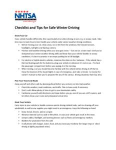 Checklist and Tips for Safe Winter Driving