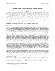 Pakistan Journal of Meteorology  Vol. 9, Issue 17: Jul 2012 Rainfall Trends in Different Climate Zones of Pakistan Salma, S.1, S. Rehman1, M. A. Shah2