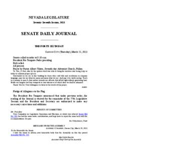 77th[removed]Session Journal - (Thursday), March 21, [removed]SENATE DAILY JOURNAL		THE FORTY-SIXTH DAY