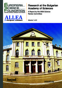 Research at the Bulgarian Academy of Sciences A Report by the 2009 Science Review Committee  Volume 1 of 5