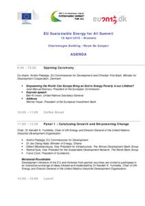 EU Sustainable Energy for All Summit 16 April 2012 – Brussels Charlemagne Building – Room De Gasperi AGENDA
