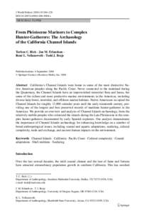 J World Prehist[removed]:169–228 DOI[removed]s10963[removed]x ORIGINAL PAPER From Pleistocene Mariners to Complex Hunter-Gatherers: The Archaeology