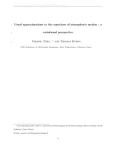 Generated using version 3.2 of the official AMS LATEX template  1 Usual approximations to the equations of atmospheric motion : a