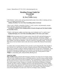 Contact: Marian Brown /   Reading Group Guide for WILDFIRE A Novel