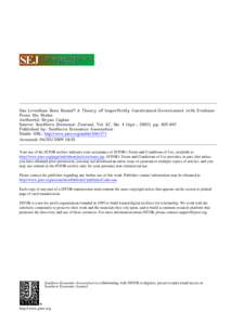 Has Leviathan Been Bound? A Theory of Imperfectly Constrained Government with Evidence from the States Author(s): Bryan Caplan Source: Southern Economic Journal, Vol. 67, No. 4 (Apr., 2001), ppPublished by: Sou