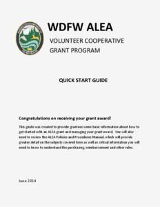 WDFW ALEA VOLUNTEER COOPERATIVE GRANT PROGRAM QUICK START GUIDE