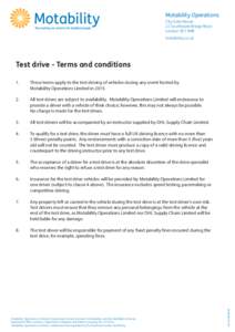 2015 Test Drive Terms and Conditions