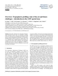 Atmos. Meas. Tech., 7, 2981–2986, 2014 www.atmos-meas-tech.netdoi:amt © Author(sCC Attribution 3.0 License.  Overview: Tropospheric profiling: state of the art and future