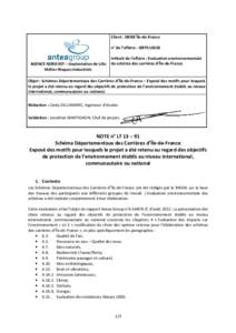 Client : DRIEE Île-de-France n° de l’affaire : IDFP110318 AGENCE NORD EST – Implantation de Lille Métier Risques Industriels