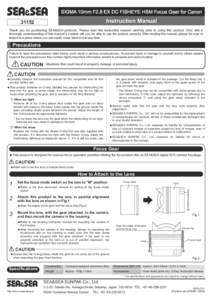 SIGMA 10mm F2.8 EX DC FISHEYE HSM Focus Gear for Canon  Instruction Manual 31152