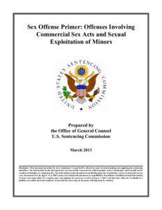 Sex Offense Primer: Offenses Involving Commercial Sex Acts and Sexual Exploitation of Minors