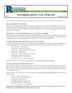 December 2010 WTU-001 Withholding Tax Update  -  Wisconsin Department of Revenue