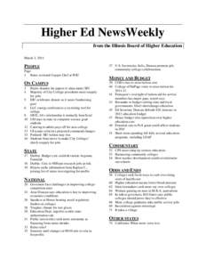 Higher Ed NewsWeekly from the Illinois Board of Higher Education March 3, 2011 PEOPLE Page