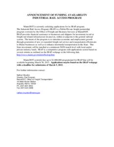 Industrial Rail Access Program (IRAP) – OFT