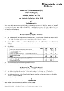 Studien- und Prüfungsordnung (SPO) für den Studiengang Bachelor of Arts III (B.A. III) der Steinbeis-Hochschule Berlin (SHB) §1 Geltungsbereich