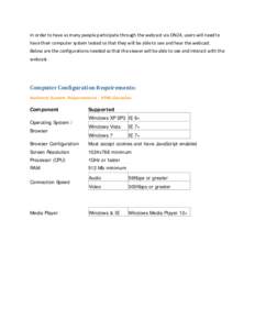 Audience System Requirements for Archives Fair in 2014