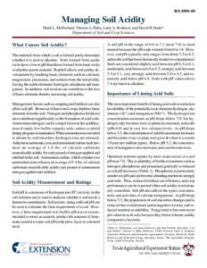 SCSManaging Soil Acidity Mark L. McFarland, Vincent A. Haby, Larry A. Redmon, and David H. Bade* Department of Soil and Crop Sciences