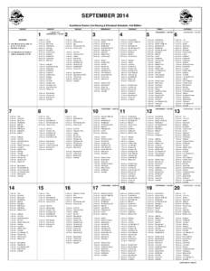 SEPTEMBER 2014 Assiniboia Downs Live Racing & Simulcast Schedule- 2nd Edition SUNDAY MONDAY