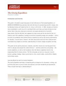 Page 1  The Greely Expedition Teacher’s Guide  Introduction and Overview