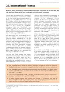 Statistical Yearbook for Asia and the Pacific[removed]International finance Foreign direct investment and remittances into the region are on the rise; but aid has declined. External debt is moderate, except in some cou