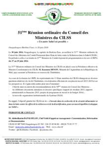 COMITE PERMANENT INTER-ETATS DE LUTTE CONTRE LA SECHERESSE DANS LE SAHEL PERMANENT INTERSTATE COMMITTEE FOR DROUGHT CONTROL IN THE SAHEL