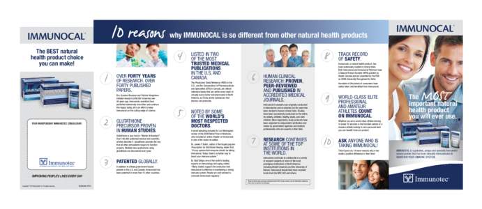 10 reasons  immunocal® The best natural health product choice you can make!