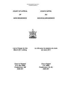 COURT OF APPEAL OF NEW BRUNSWICK / COUR D’APPEL DU NOUVEAU-BRUNSWICK