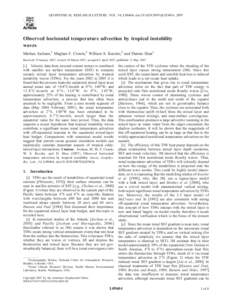 Oceanography / Aquatic ecology / Atmospheric dynamics / Mixed layer / Tropical instability waves / Sea surface temperature / Rossby wave / Global climate model / Zonal and meridional / Atmospheric sciences / Meteorology / Physical oceanography