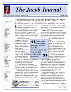 The Jacob Journal A Newsletter from Supervisor Dianne Jacob March[removed]Truncation Law is Good for Business, Privacy