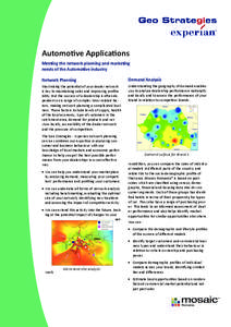 AutomoƟve ApplicaƟons MeeƟng the network planning and markeƟng needs of the AutomoƟve industry