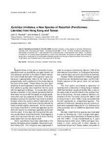 Zoological Studies 39(1): [removed]Xyrichtys trivittatus, a New Species of Razorfish (Perciformes: