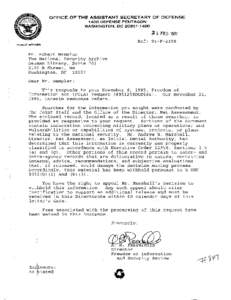 OFFICE OF THE ASSISTANT SECRETARY OF DEFENSE 1400 DEFENSE PENTAGON WASHINGTON, DC[removed]FEB 1997 Ref: 95-F-2398