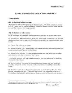 UNITED STATES STANDARDS FOR WHOLE DRY PEAS