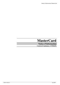 Notice d’information/ MasterCard  MasterCard Notice d’information Contrat d’assistance n°
