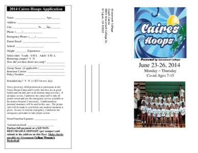 Pacific Coast Athletic Conference / Summer camp / Recreation