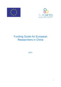 Funding Guide for European Researchers in China