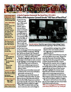 SOUVENIR SHEET FEBRUARY 2014 Monthly News of the Lincoln Stamp Club 2014 OFFICERS