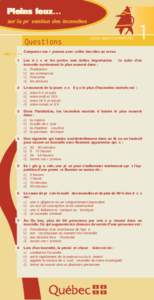 Pleins feux.... sur la prévention des incendies, Questions, Jeu-questionnaire 1