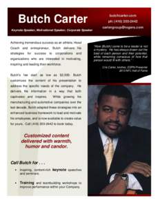 Butch Carter / Motivation / Cris Carter / National Basketball Association / National Football League / Popular psychology